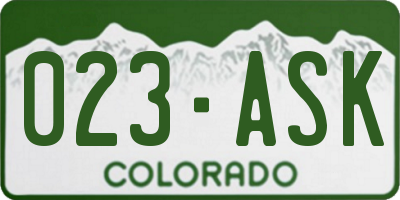 CO license plate 023ASK