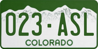 CO license plate 023ASL