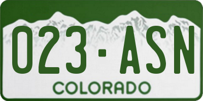 CO license plate 023ASN
