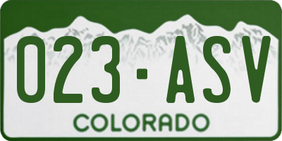 CO license plate 023ASV