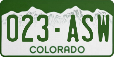 CO license plate 023ASW