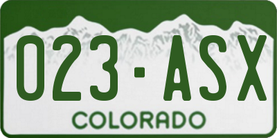CO license plate 023ASX