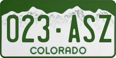 CO license plate 023ASZ