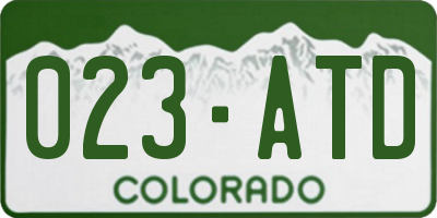 CO license plate 023ATD