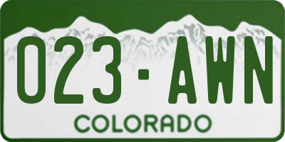 CO license plate 023AWN