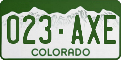 CO license plate 023AXE