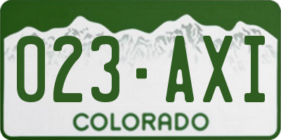 CO license plate 023AXI