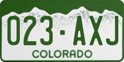 CO license plate 023AXJ