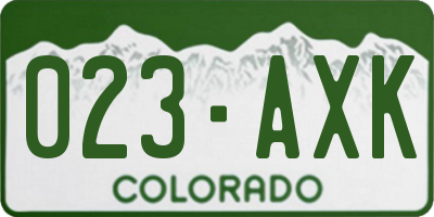 CO license plate 023AXK