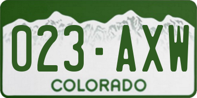 CO license plate 023AXW