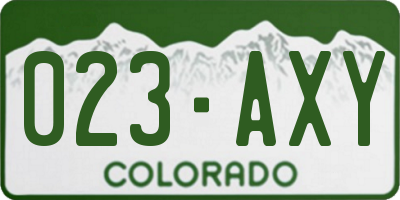 CO license plate 023AXY