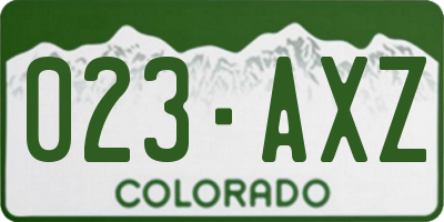 CO license plate 023AXZ