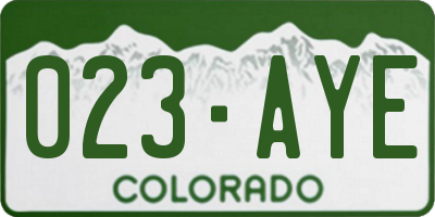 CO license plate 023AYE