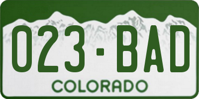CO license plate 023BAD