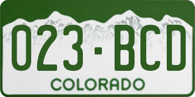 CO license plate 023BCD