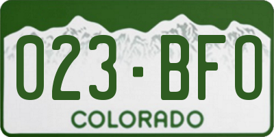 CO license plate 023BFO