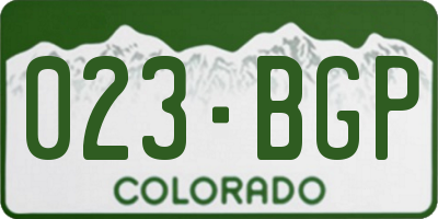 CO license plate 023BGP