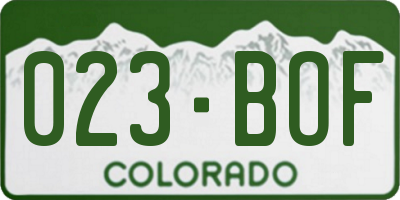 CO license plate 023BOF