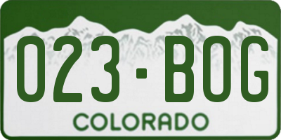 CO license plate 023BOG