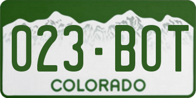 CO license plate 023BOT