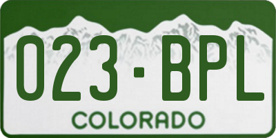 CO license plate 023BPL