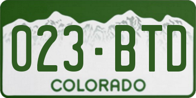 CO license plate 023BTD