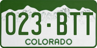 CO license plate 023BTT