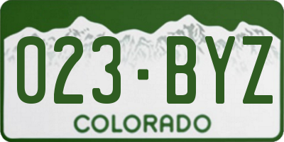 CO license plate 023BYZ