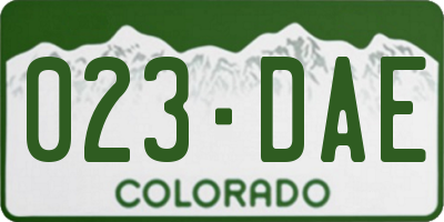 CO license plate 023DAE