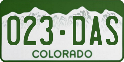 CO license plate 023DAS