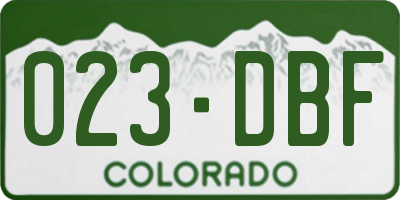 CO license plate 023DBF