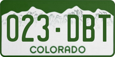 CO license plate 023DBT