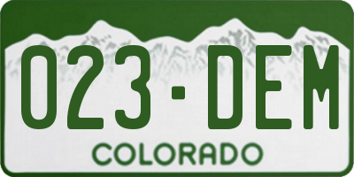 CO license plate 023DEM