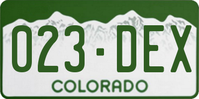 CO license plate 023DEX