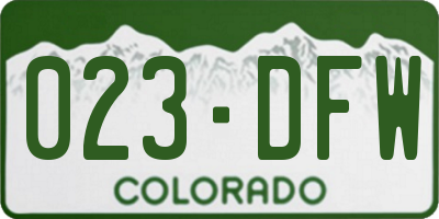 CO license plate 023DFW
