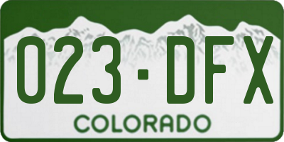 CO license plate 023DFX
