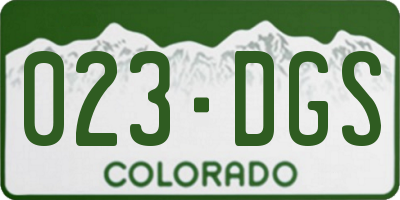 CO license plate 023DGS