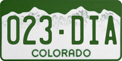 CO license plate 023DIA