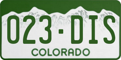 CO license plate 023DIS