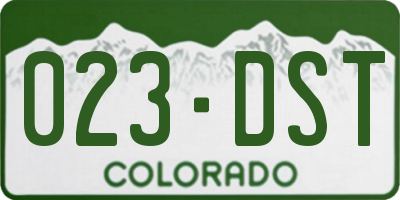 CO license plate 023DST
