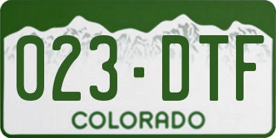 CO license plate 023DTF