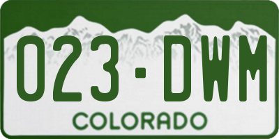 CO license plate 023DWM