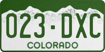 CO license plate 023DXC