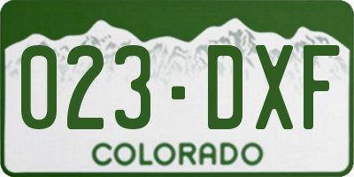 CO license plate 023DXF