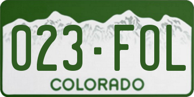 CO license plate 023FOL