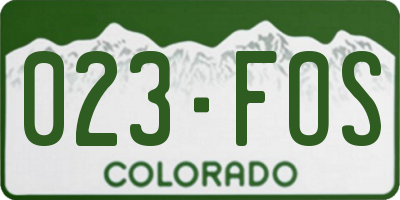 CO license plate 023FOS