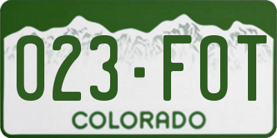 CO license plate 023FOT