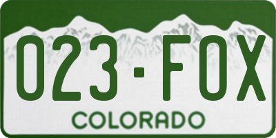 CO license plate 023FOX