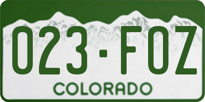 CO license plate 023FOZ