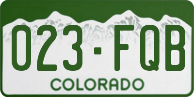 CO license plate 023FQB